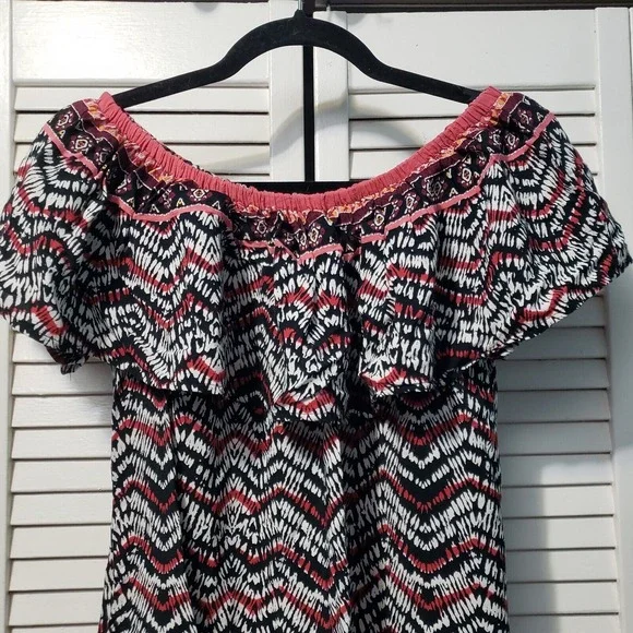 Sanctuary Stella Off the Shoulder Mini Dress Women's Small‎ Bright Maasai Print - Picture 3 of 10